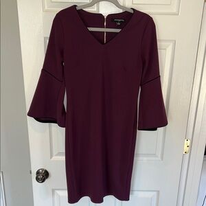 Sharagano Deep Purple Long Sleeve Dress